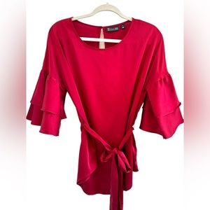 NY&Co 7th Avenue - Ruffled-Sleeve Satin Blouse